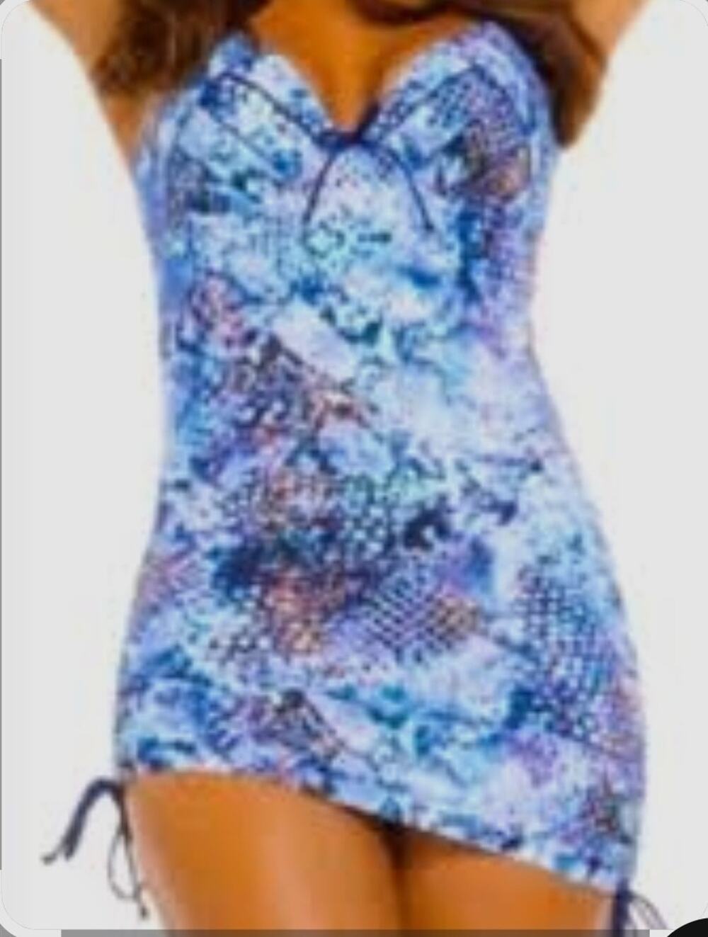 Spanx Swim Suit Plus Shaped Blue Snake One Piece Underwire Sz 14 D/DD NWT $198